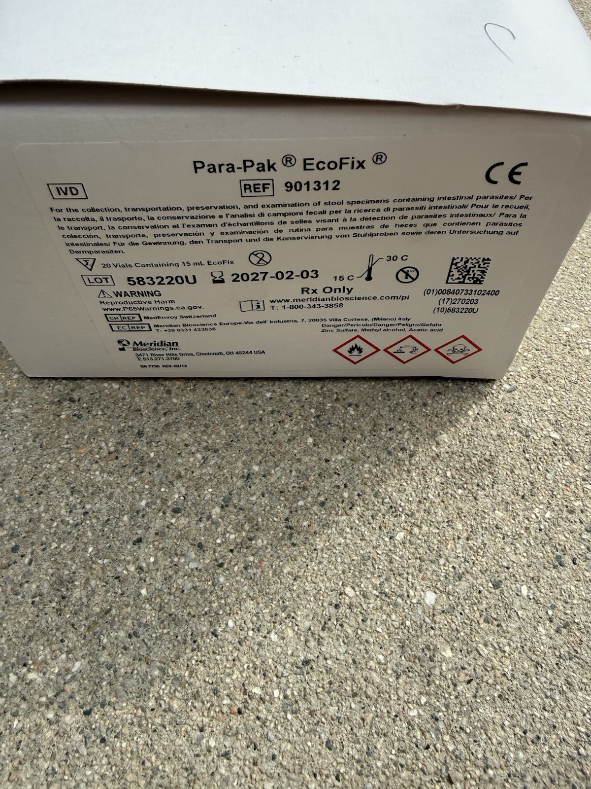 20 Para-Pal 901312 Stool Transport Vials Containing EcoFix Medium Exp 02/2027