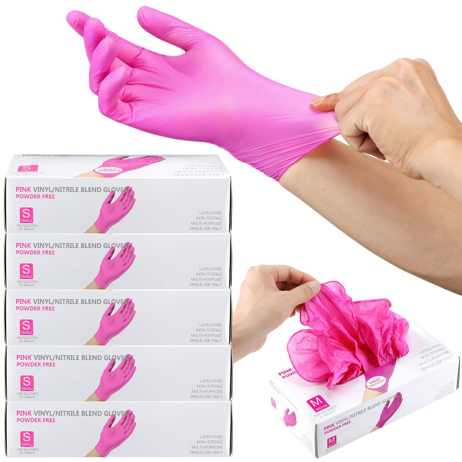 500 Pcs Vinyl Nitrile Blend Gloves Disposable Latex Free Free Gloves for Esth…