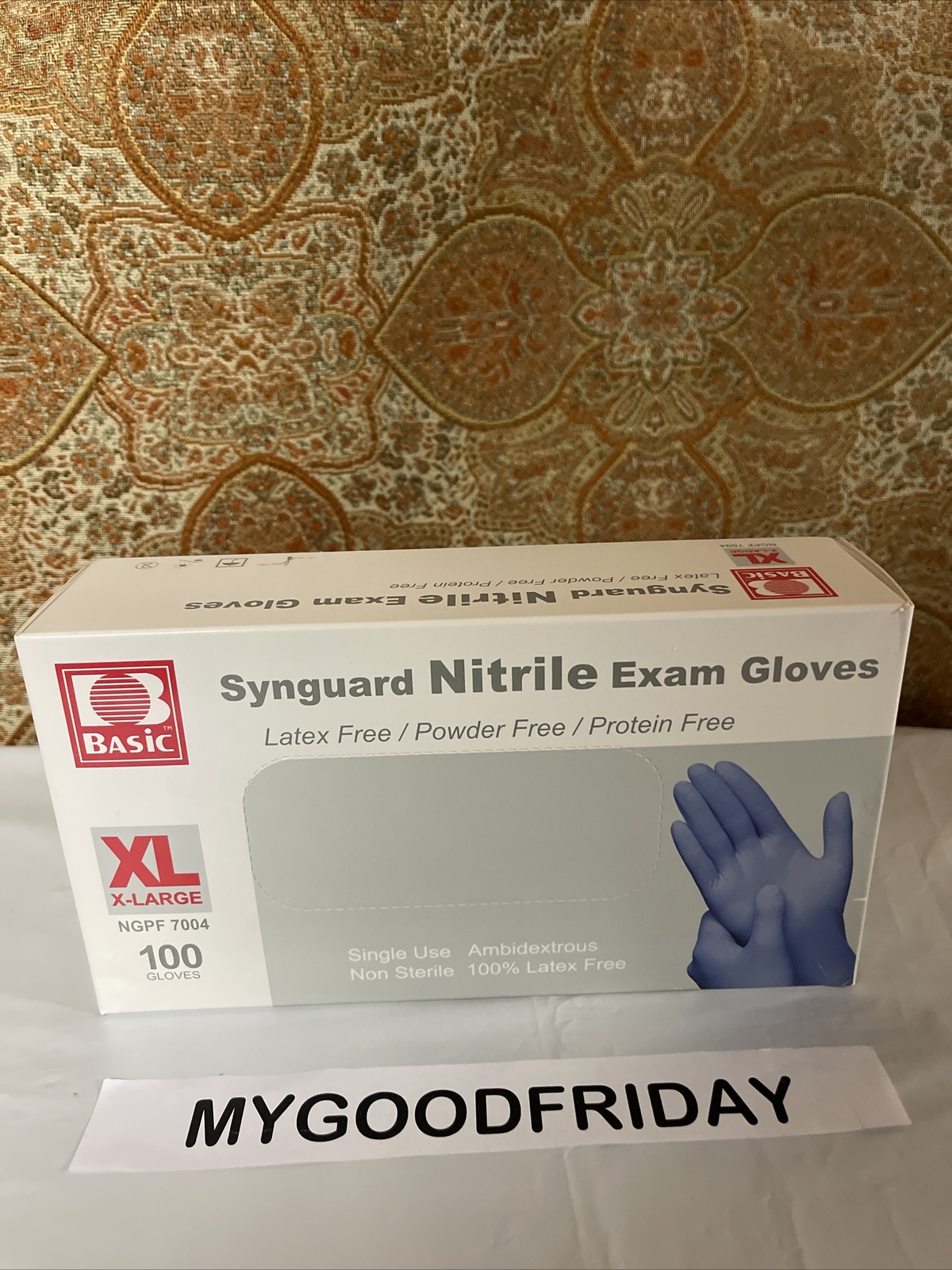 Basic 100 Blue Synguard Nitrile Exam Gloves X-Large Latex-Free ASTM Medical Grad