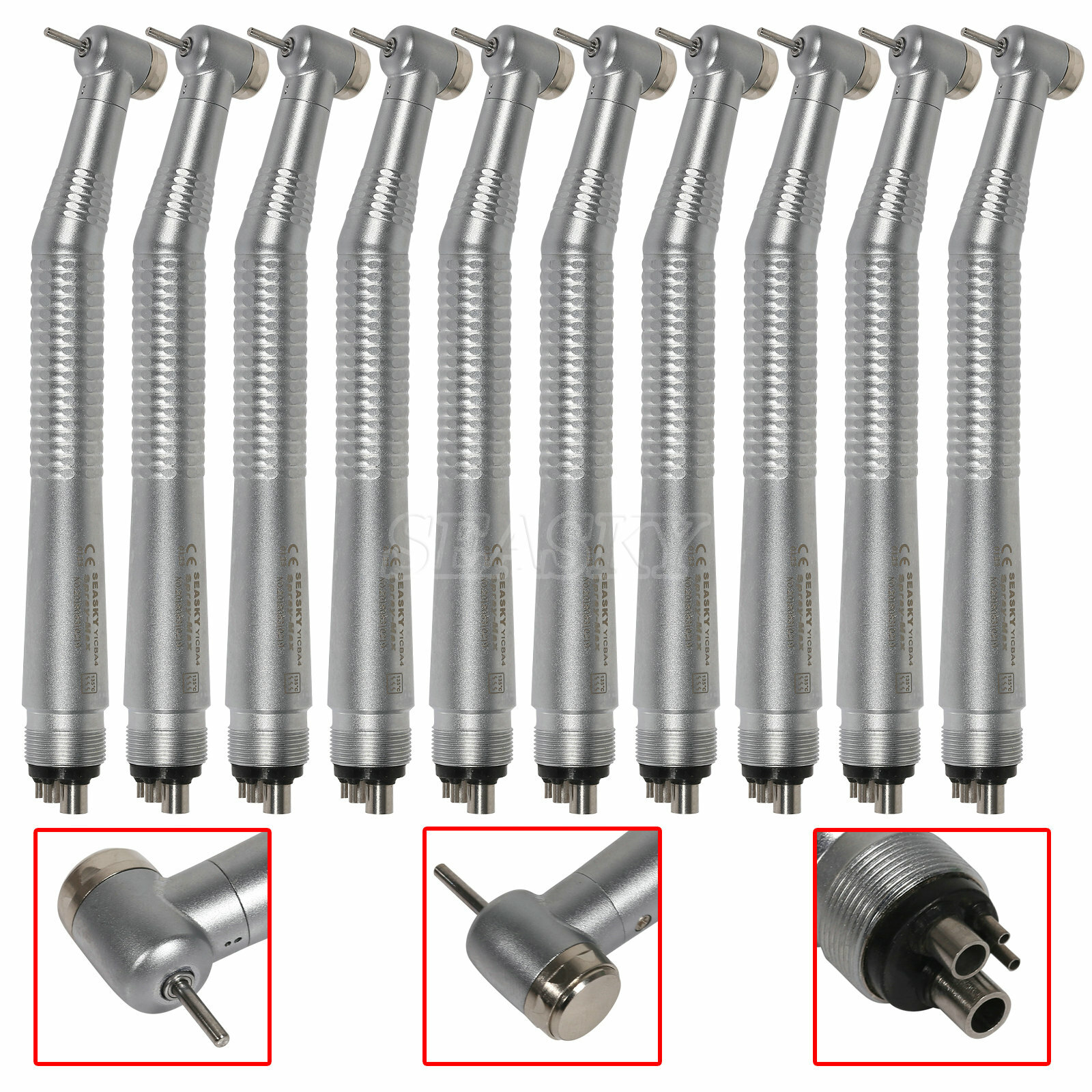 10PCS SEASKY NSK Style Dental High Speed Handpiece Push Button Type 4Hole Spray
