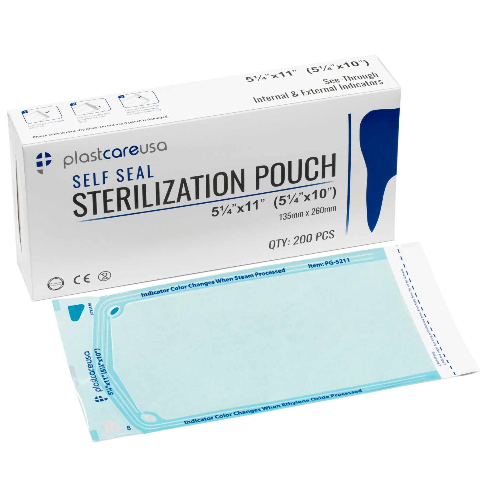 Self-Sealing Sterilization Pouch, 5.25″ x 10″, Paper/Blue Film (Case of 2000)