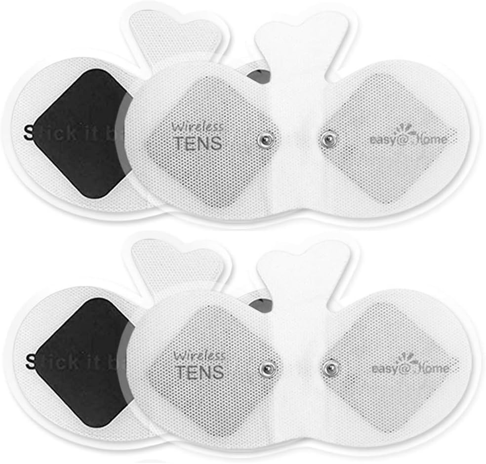 Easy@Home TENS Unit Wireless Reusable Electrode Pads 4-Pack 6.5×3 Pain Relief