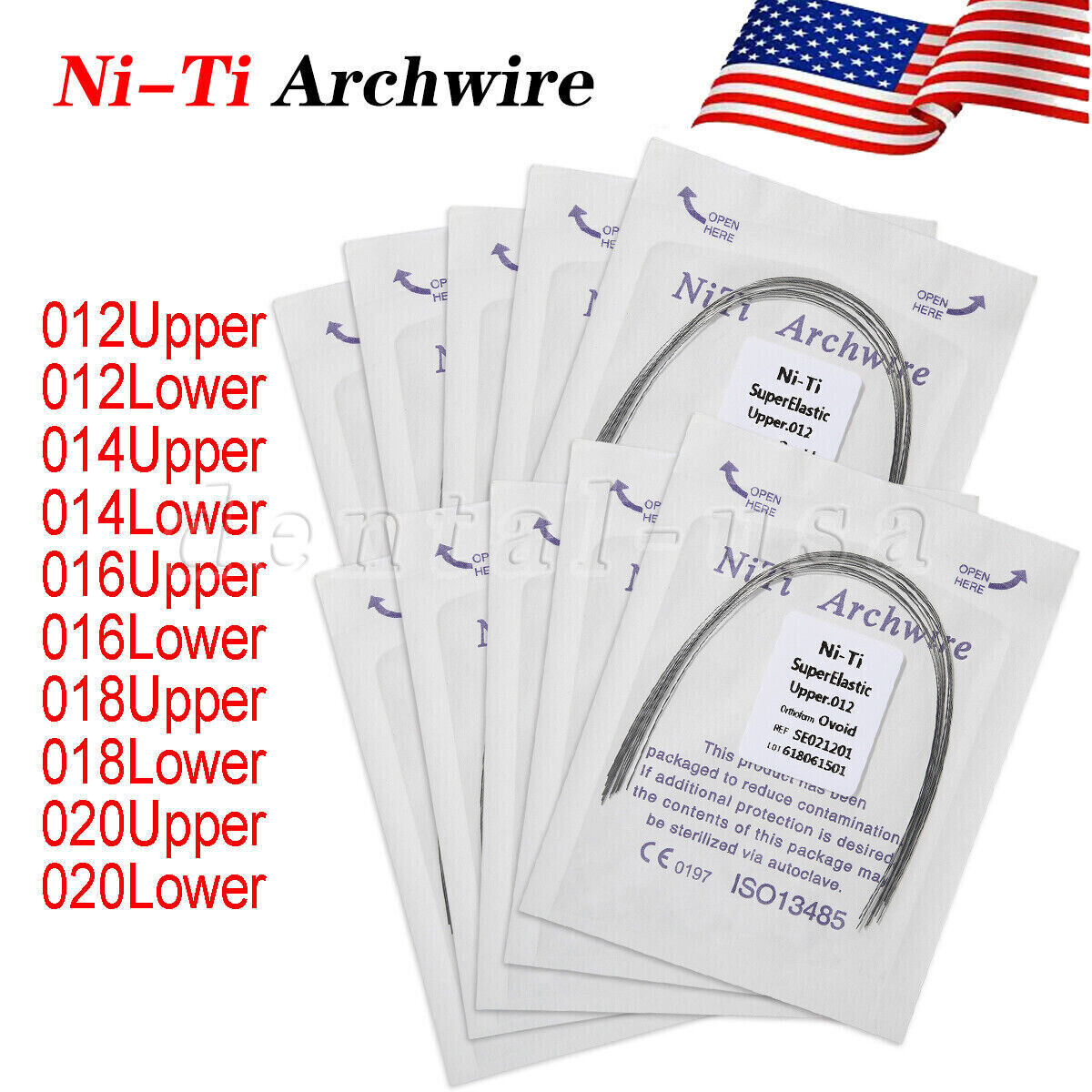 Dental Ortho Super Elastic Niti Arch Wire Round Ovoid Form for Bracket Braces CE