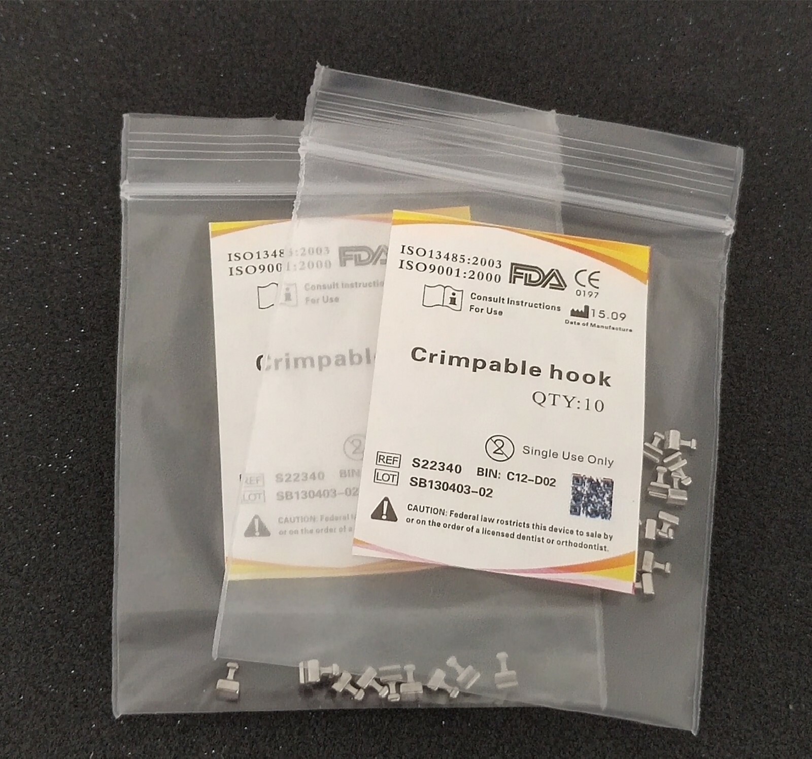 20Packs 200Pcs Sliding Crimpable Hooks Open Surgical Hook Long Short 10pcs/pack