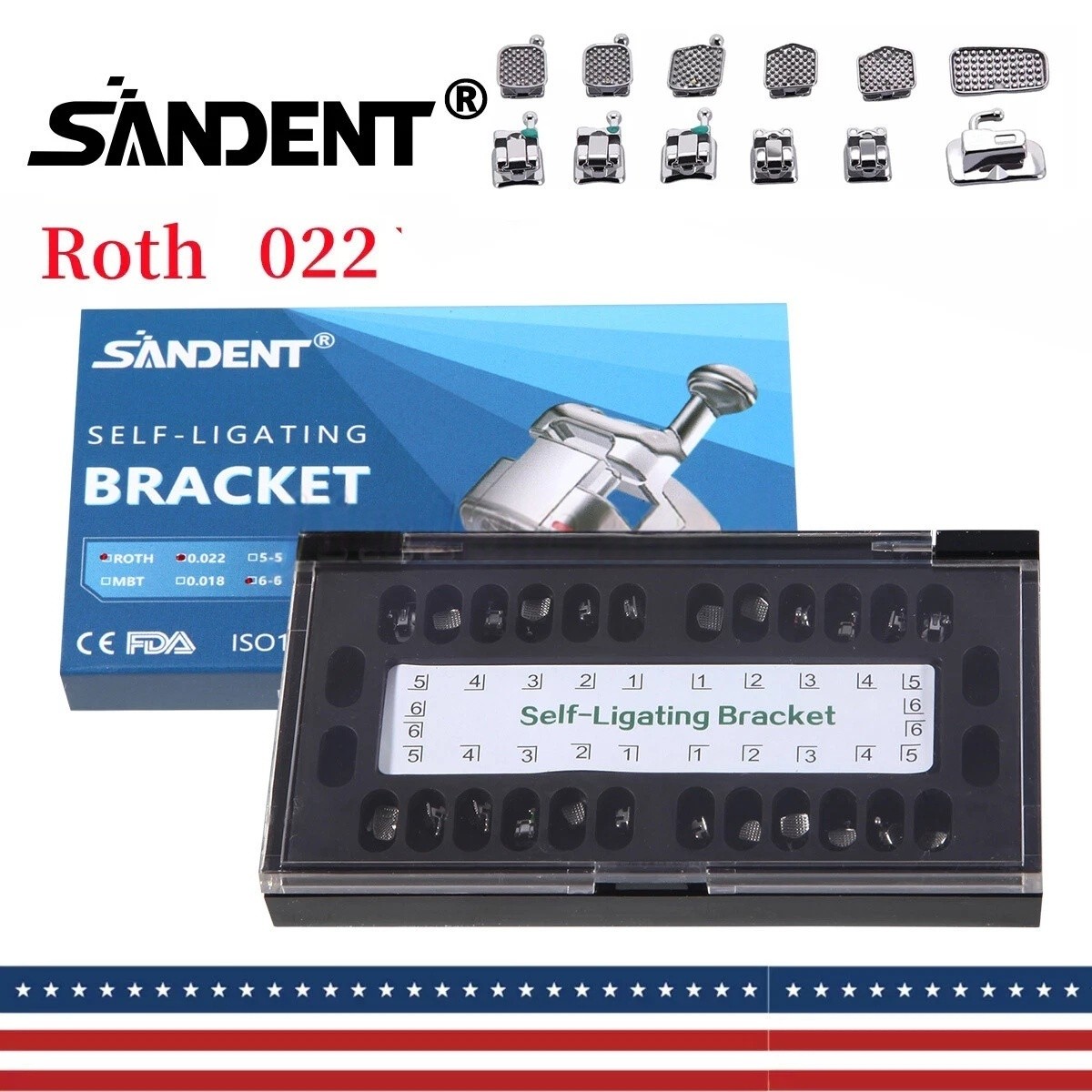 Dental Orthodontic Self-Ligating Brackets ROTH.022 Hooks 345