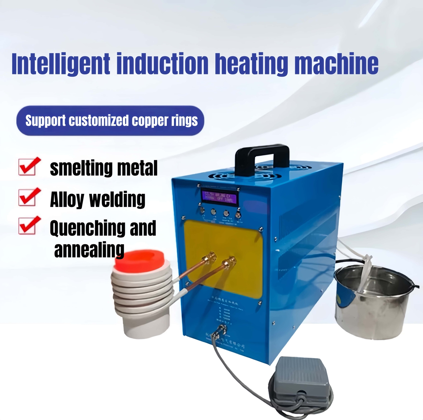 Power Adjustable Induction Heater Induction Heating Machine Melting Furnace New