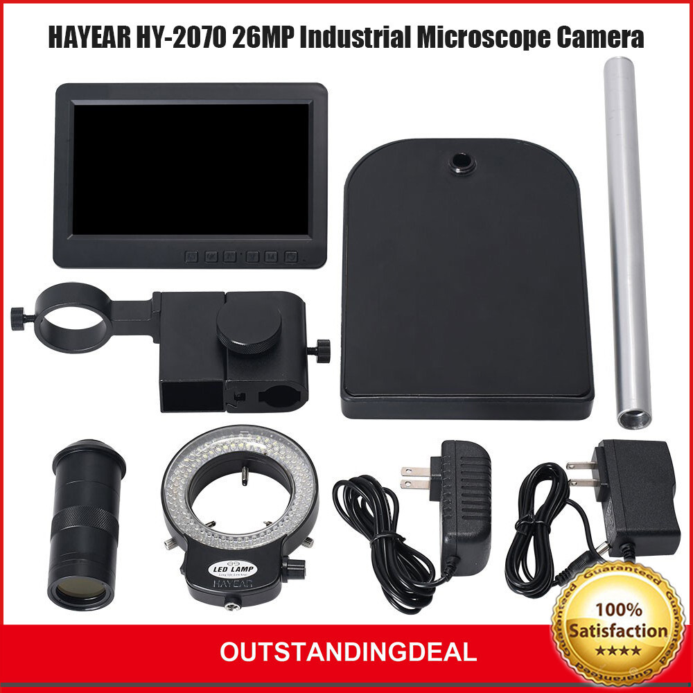 HAYEAR HY-2070 26MP Microscope Camera w/ Small Stand +7″ LCD+ 150X C-mount Lens-