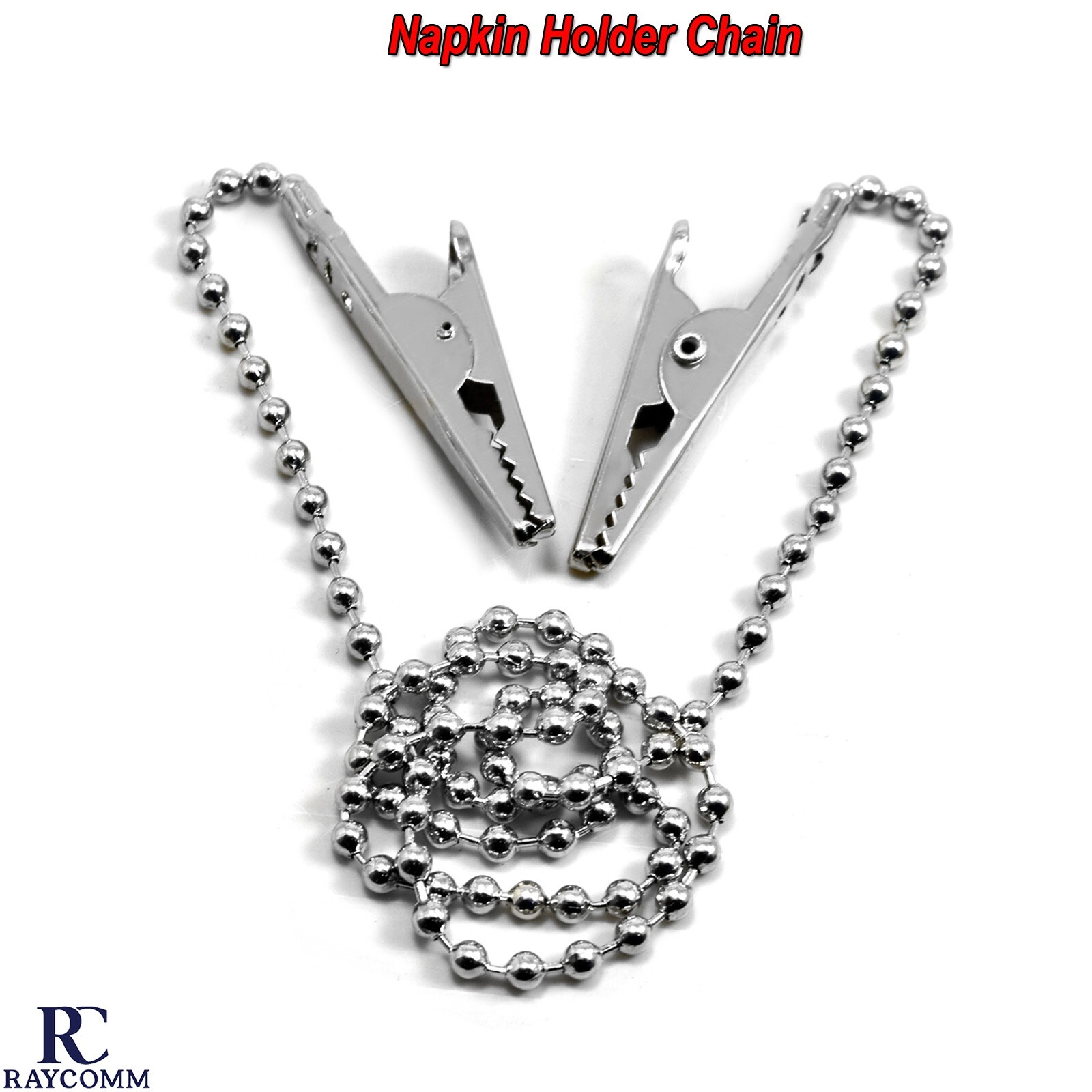 Dental Bib Clips Napkin Holder Flexible Stainless Ball Chain With Metal Balls