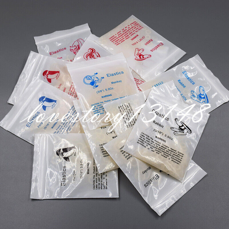 Dental Orthodontic Rubber Bands Elastics Latex Braces 3.5/4.5/6.5Oz 100x/Bag