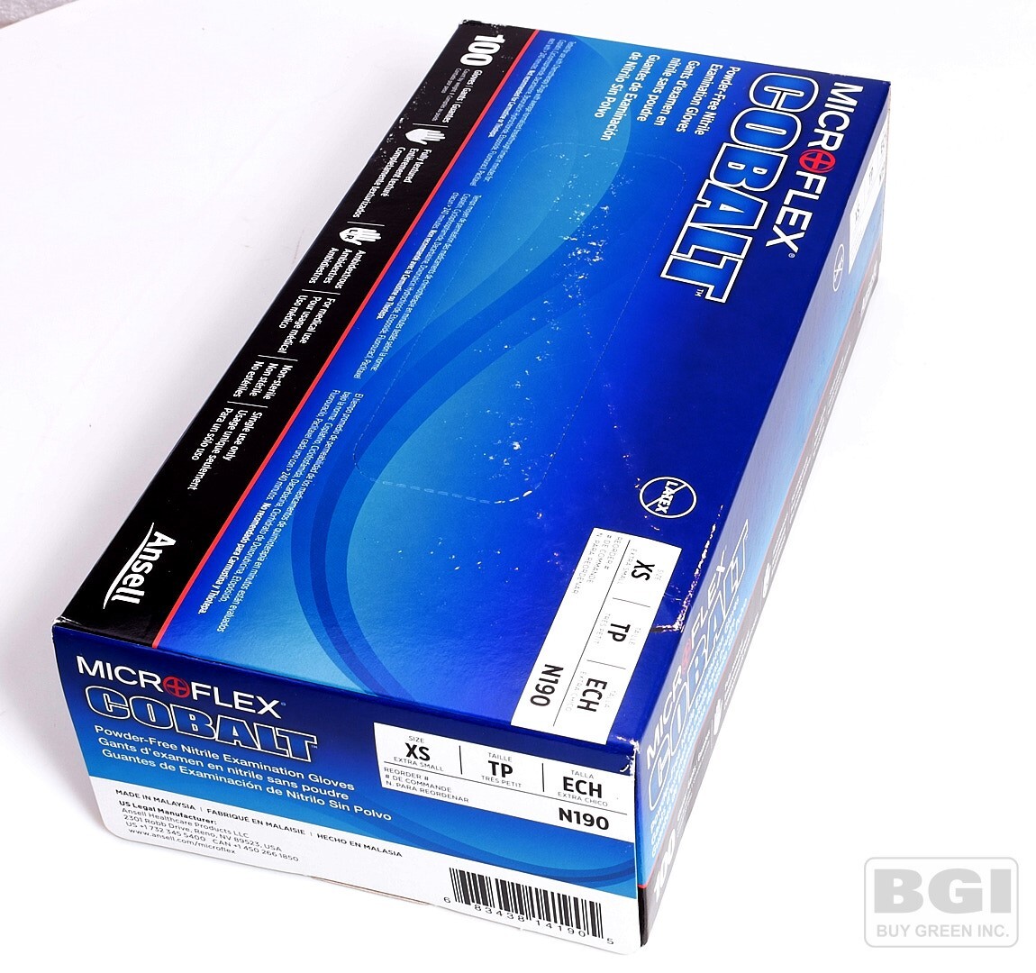 1000x EXTRA SMALL MICROFLEX COBALT POWEDER FREE N190 MEDICAL EXAM & LAB GLOVES