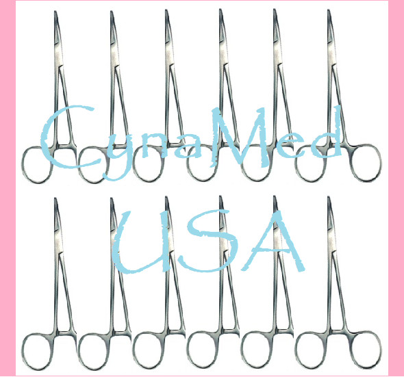 12 Pcs Mosquito Hemostat Locking Forceps 6 Curved & 6 Straight Stainless Steel
