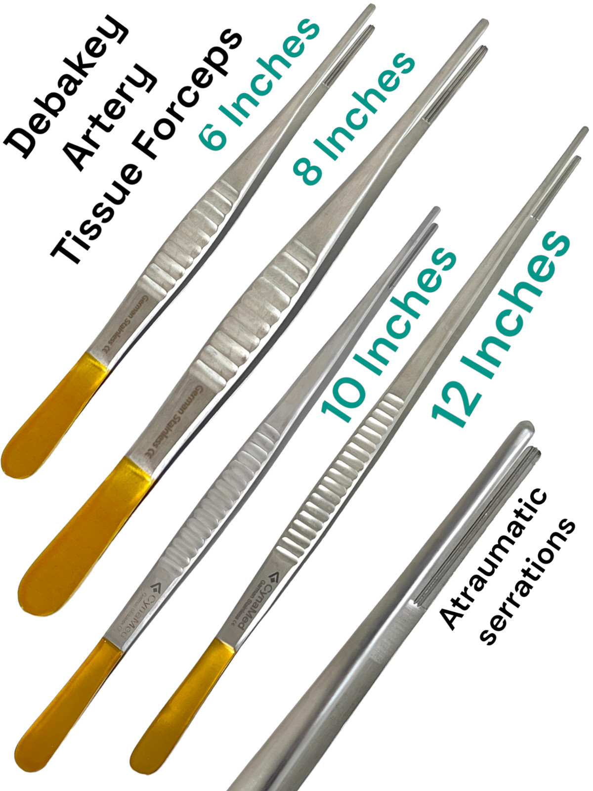 NEW GERMAN GRADE DEBAKEY ARTERY ATRAUMATIC TISSUE VASCULAR FORCEP GOLD HANDLE