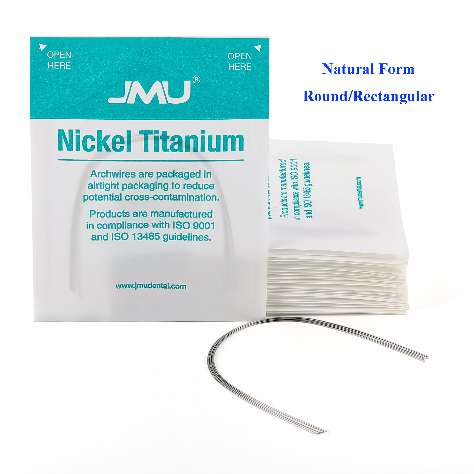 10/PK JMU NiTi ArchWire Super Elastic Full Size Natural Form Round/Rectangular