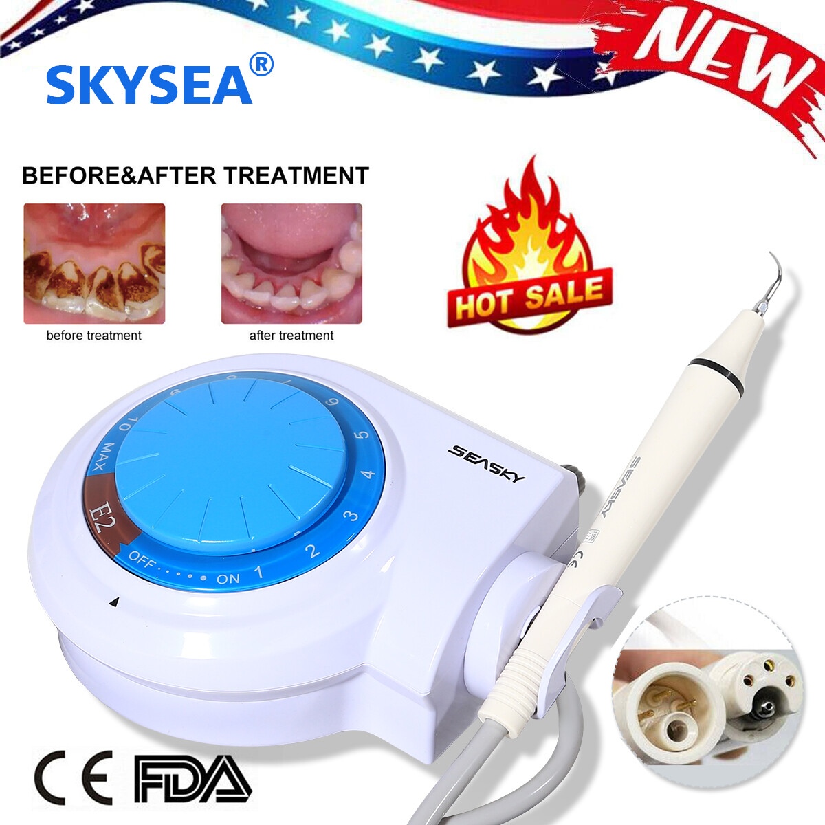 For Cavitron Dental Ultrasonic Piezo Scaler w/ Handpiece 5*Tips fits EMS SKYSEA