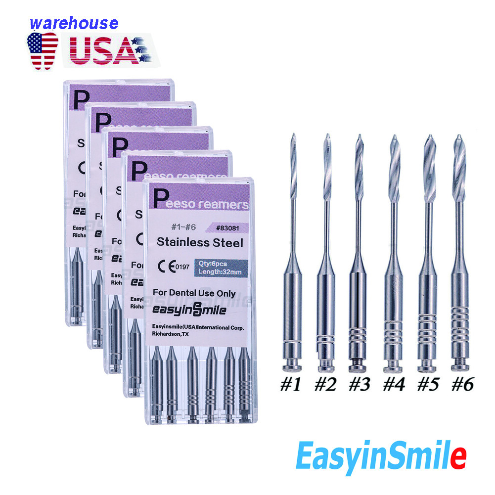 5Packs Dental Peeso Reamers Drills Root Canal Endodontic Files #1-6 32mm
