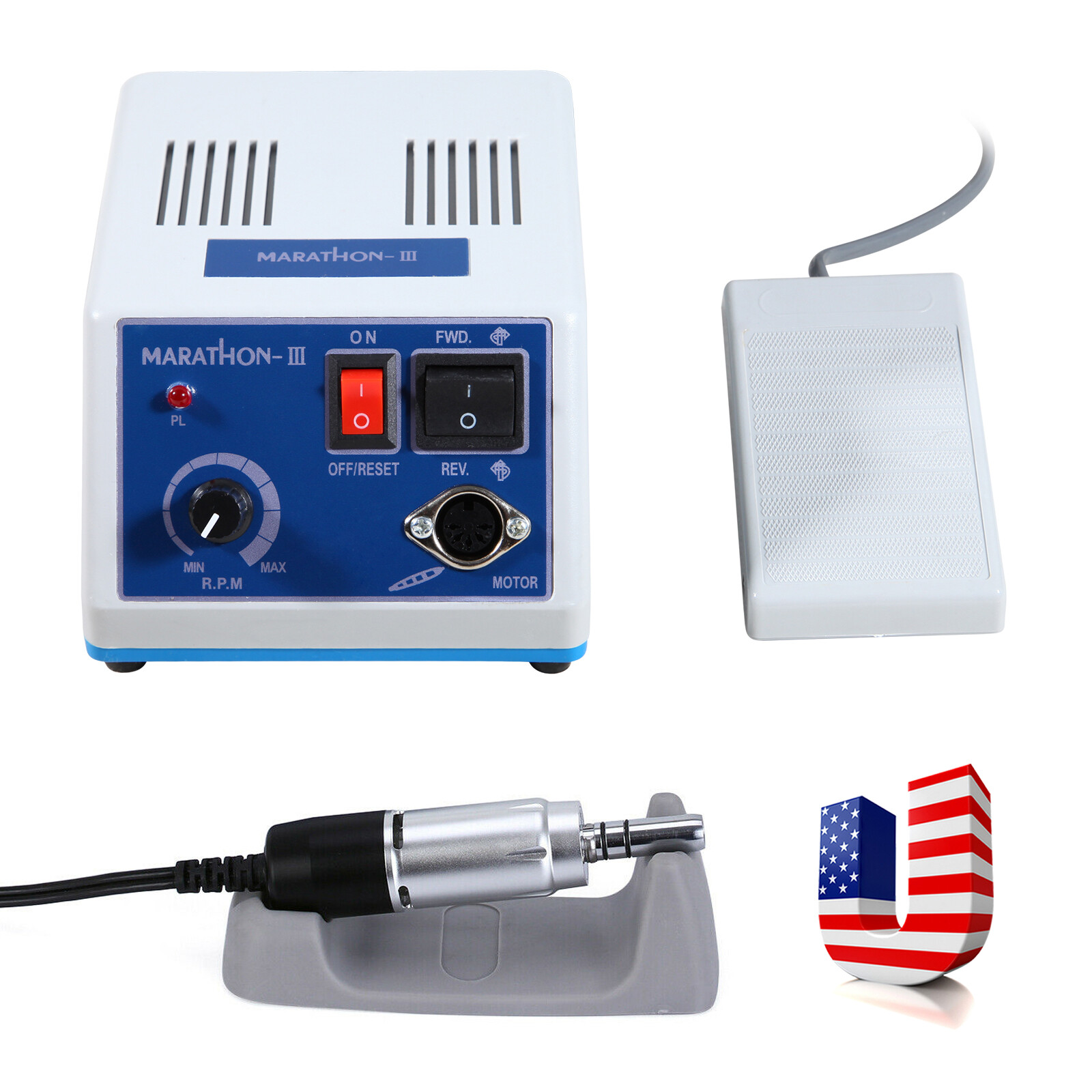 Micromotor de Laboratorio Dental para Pulido, 35,000 RPM, Tipo E con Juego Fresa