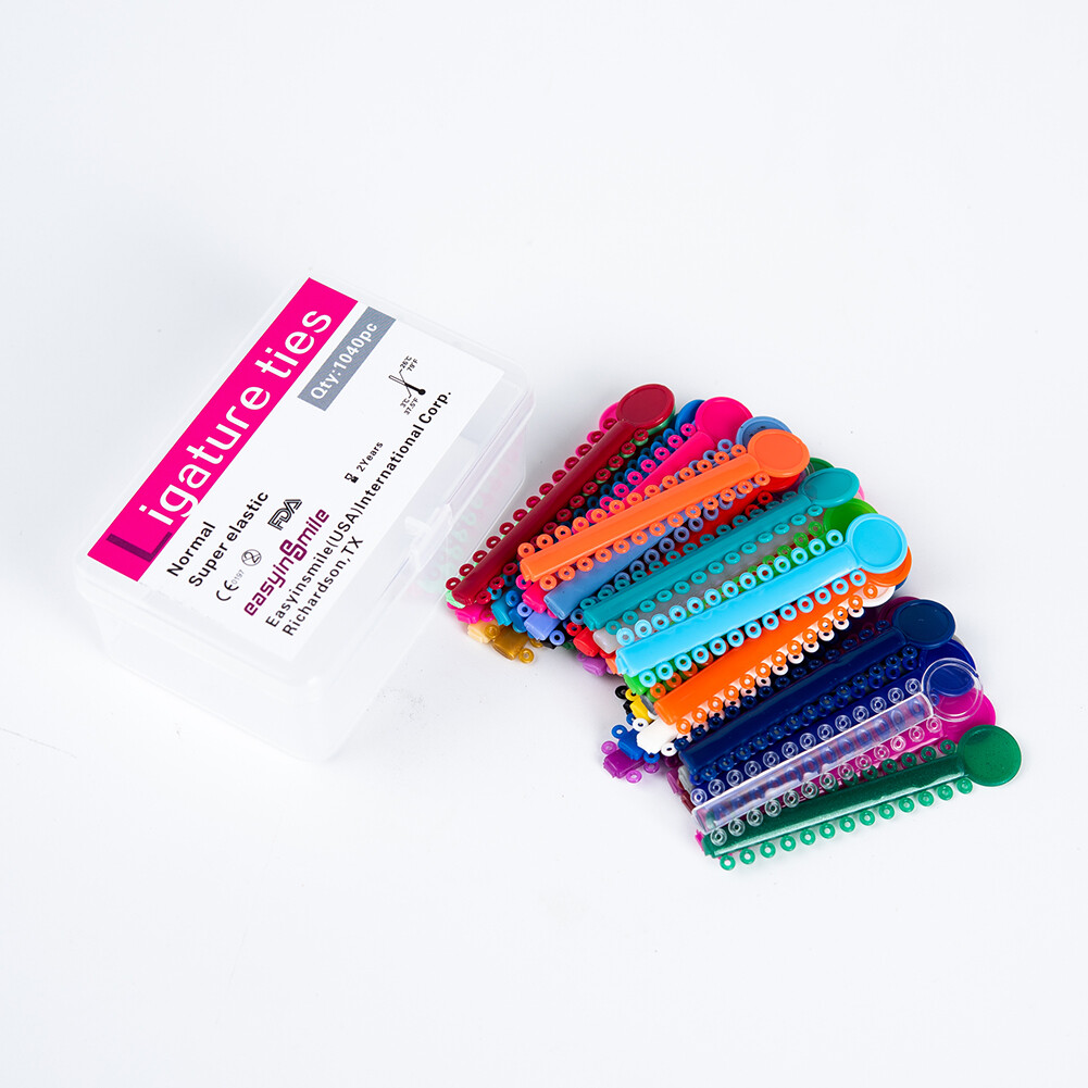 1040Pcs Dental Orthodontic Braces Ligature Ties Elastic Rubber Bands Mixed Color