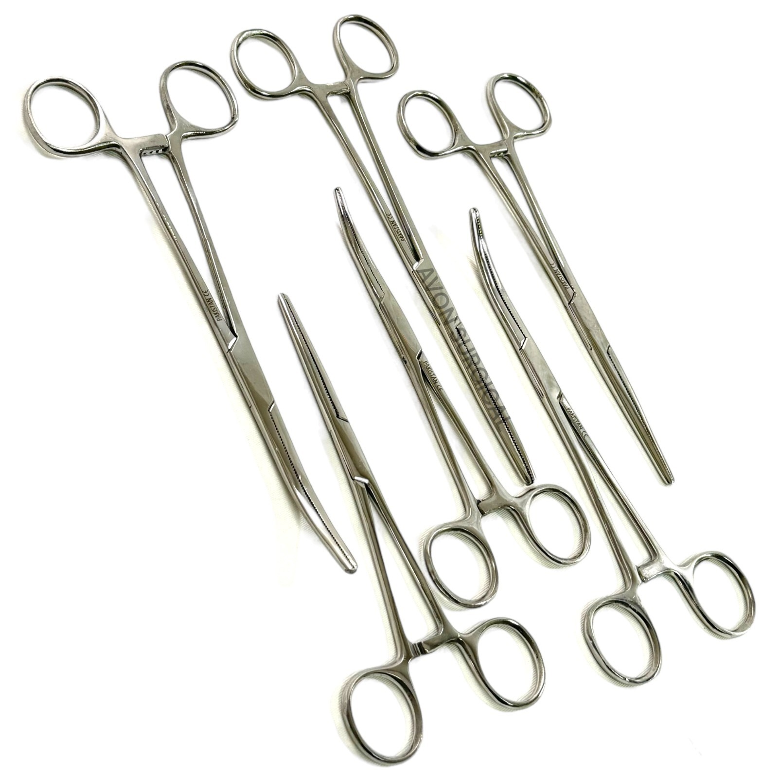 6 Count – Straight and Curved Hemostat Forceps 6.25″ + 7.25″ + 8″ Ratcheting