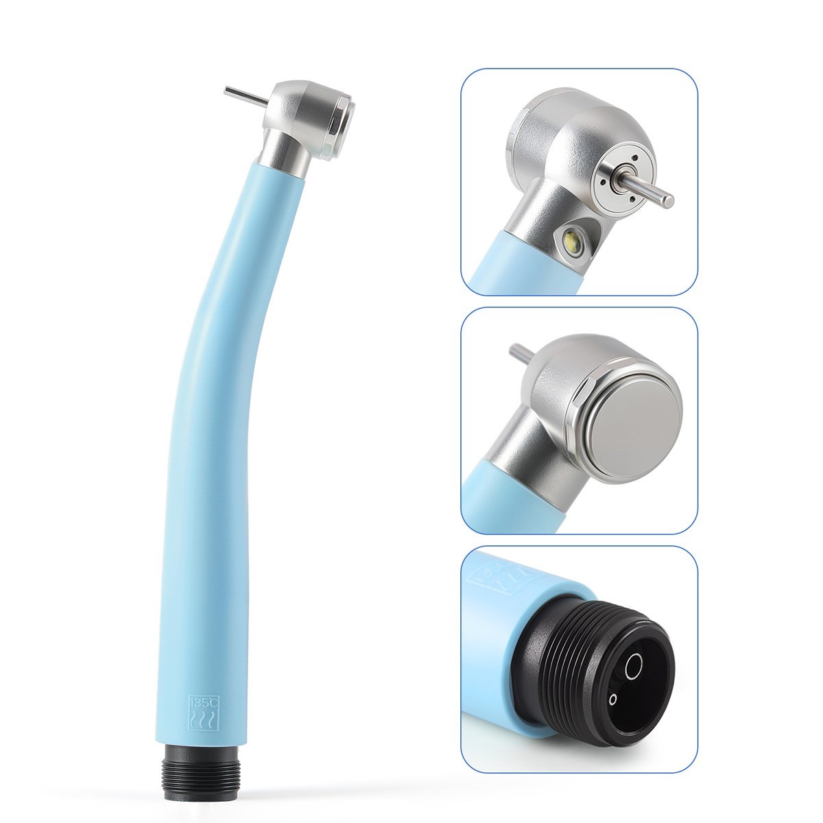 AZDENT Dental Plastic E-generator LED High Speed Handpiece 3 Spray 2/4 Hole Blue