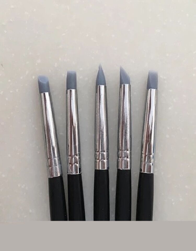 Dental Composite Resin Veneer Cement Porcelain Brushes Silicone Brush Pen 5Pcs
