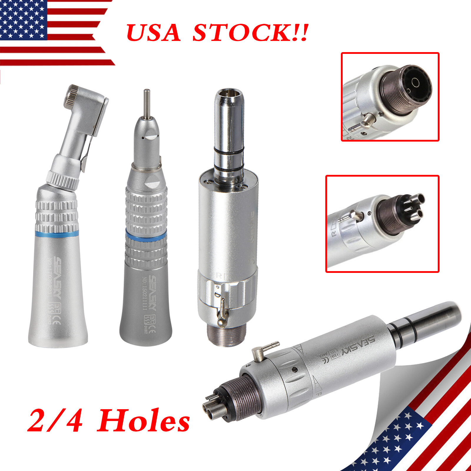 NSK Style Dental Slow Speed Handpiece Straight Contra Angle Air Motor 2/4H Bc