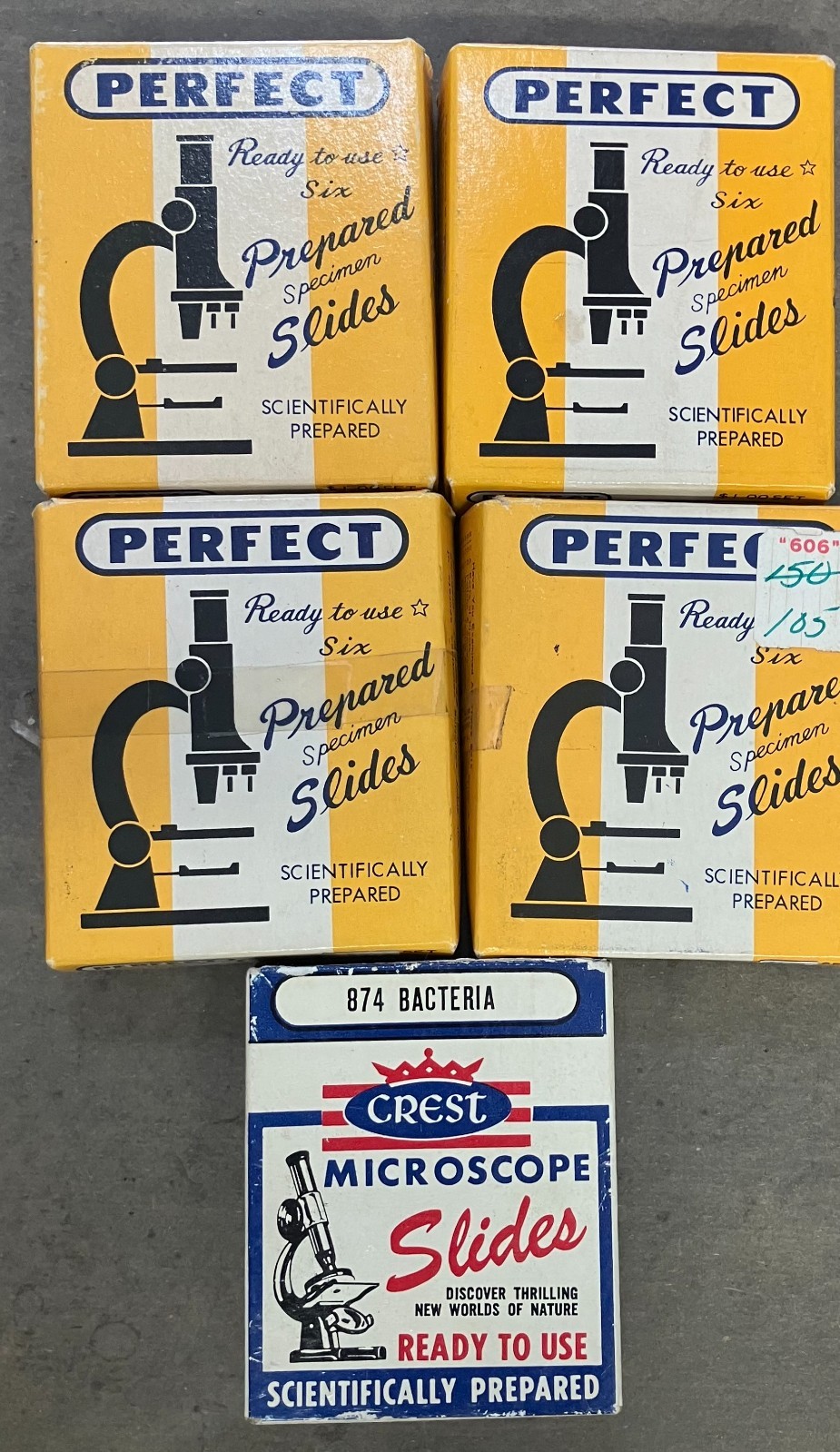 5 Boxes of Vintage Prepared Specimen Slides, 30 total glass specimans by PERFECT