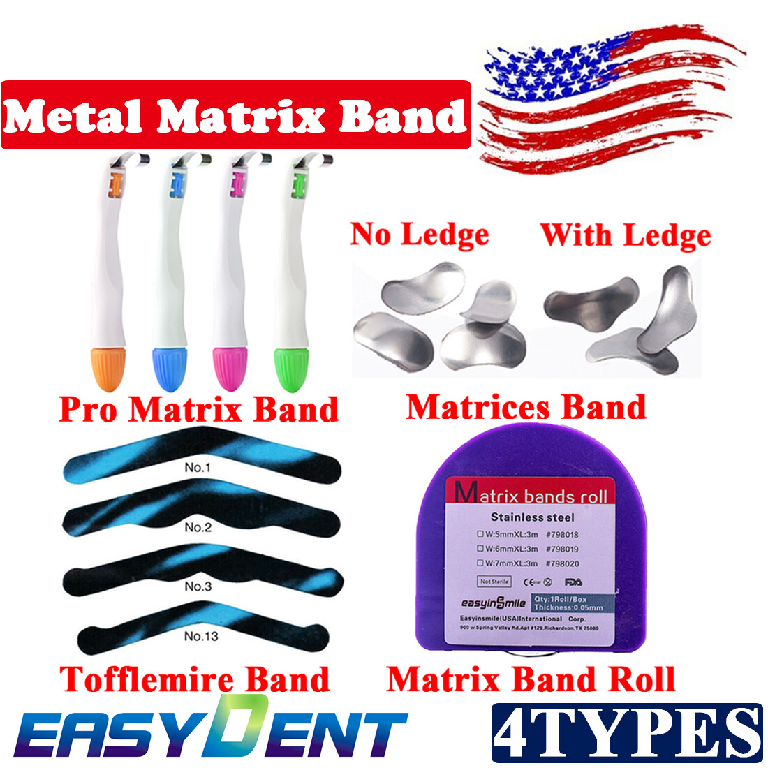 Dental Pro Metal Matrix Bands Sectional Contoured Band Tofflemire Roll matrices