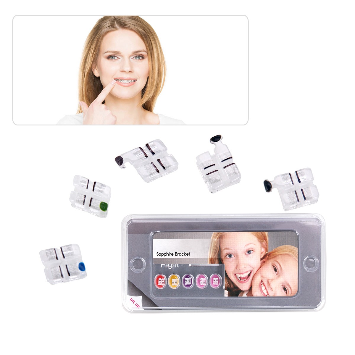 AZDENT Dental Orthodontic Clear Ceramic Brackets Braces Mini Roth.022 Hooks 345