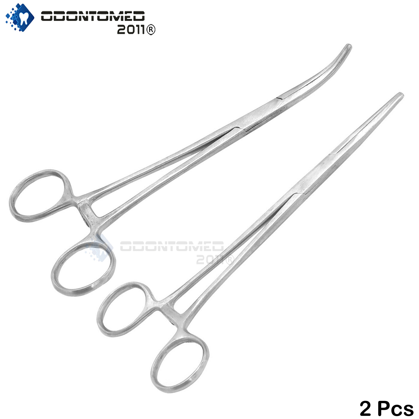 2 Kelly Hemostat Locking Forceps Straight+Curved 6.5″ Surgical Instruments
