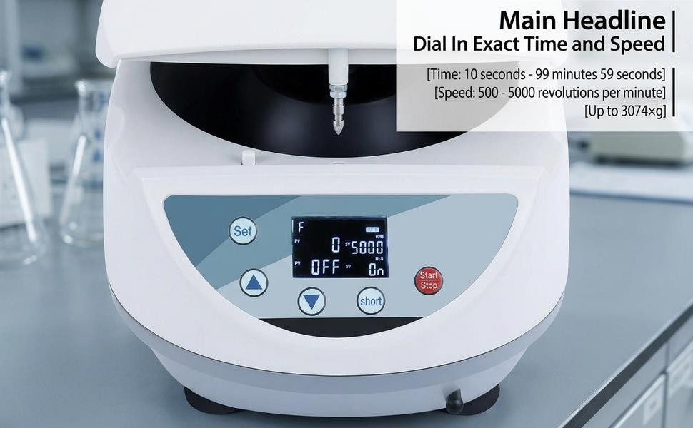 500-5000RPM Digital Bench-top Lab Centrifuge 8x15mL Test Tubes w/Viewable Window