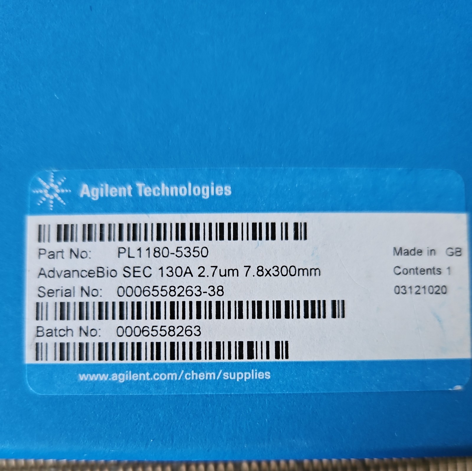 Agilent PL1180-5350 AdvanceBio SEC column 130Å 2.7um 7.8x300mm *New and sealed*