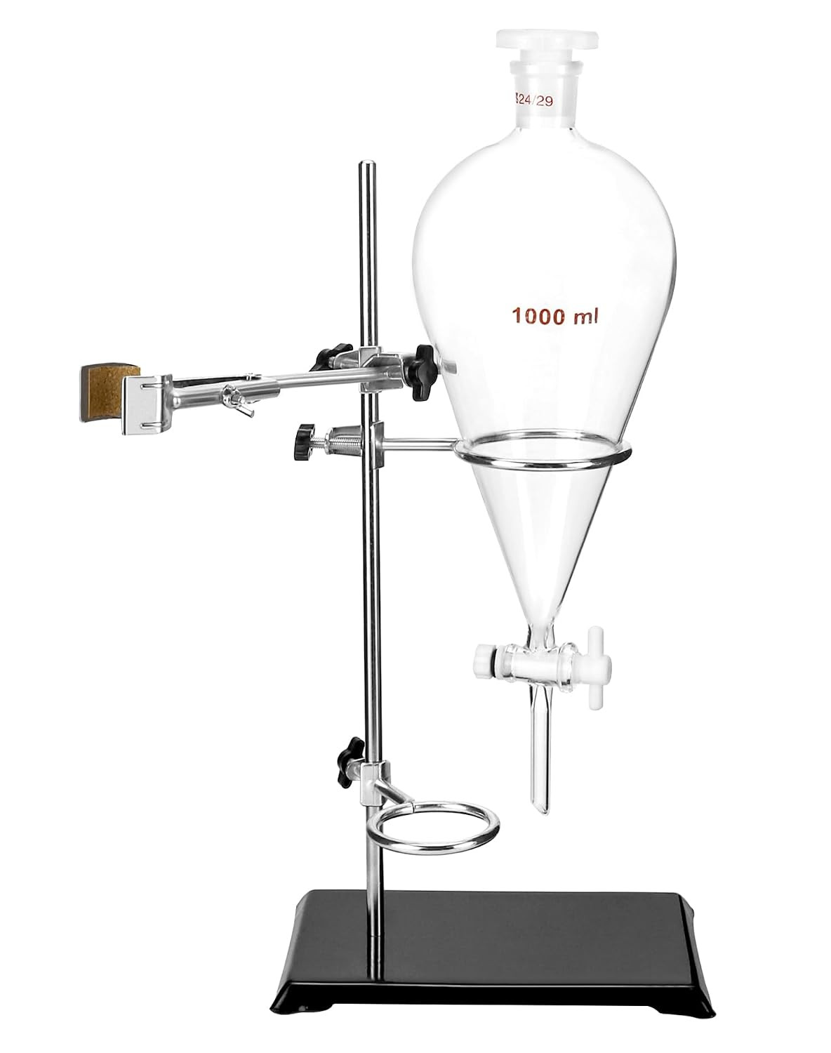 1000Ml Heavy Wall Conical Separating Funnel with 24/29 Fitting and PTFE Stopcock