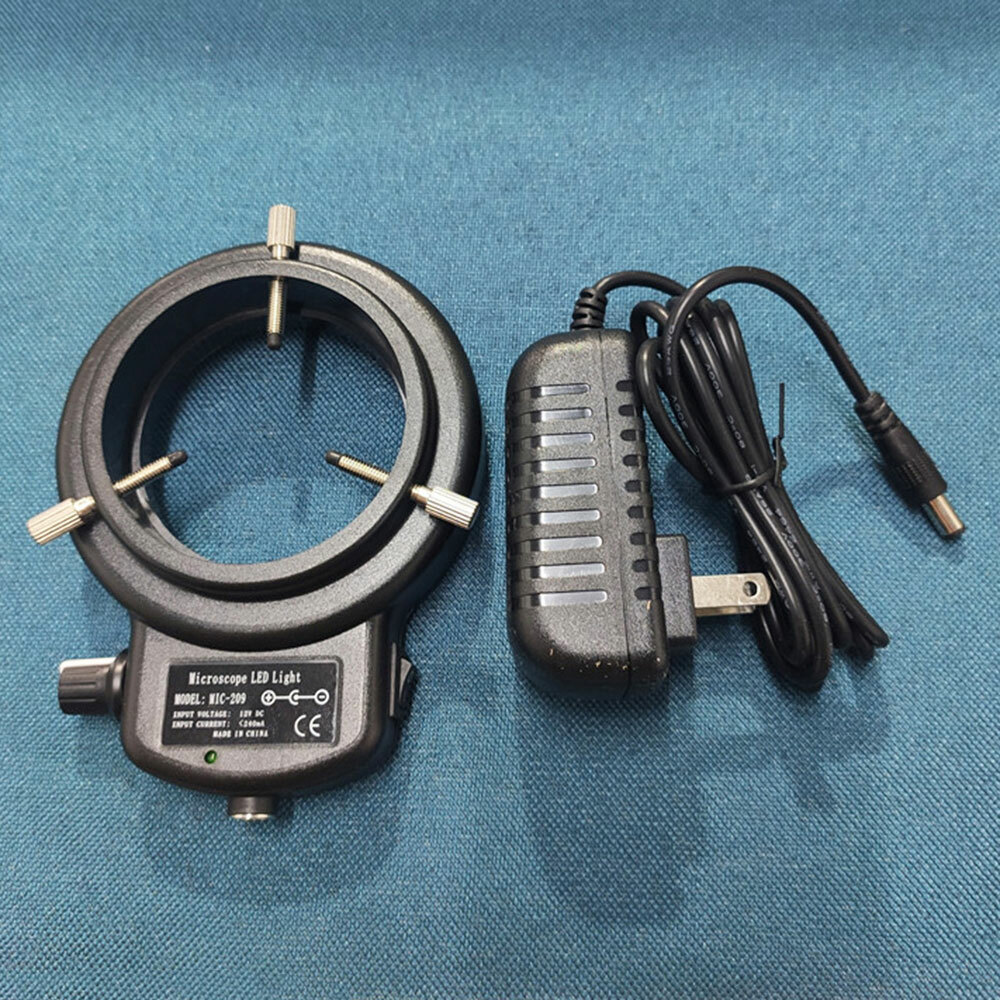 Black 144 LED Bulb Microscope Ring Light Illuminator Bright Lamp Adjust US Plug