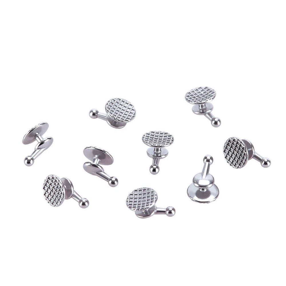 10Pcs Dental Orthodontic Bondable Lingual Buttons with Hook Round Base