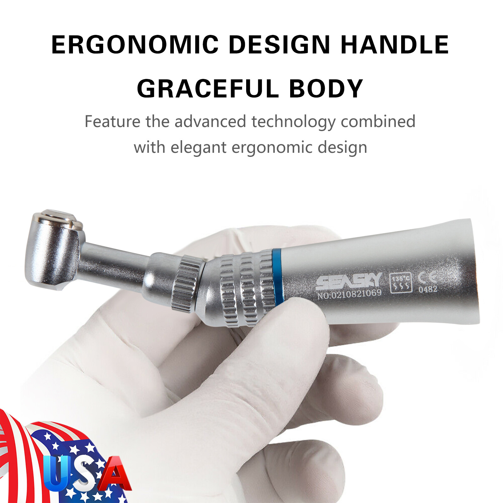 Low Speed Dental Handpiece Push button Contra Angle fit E-type 2/4 Hole Motor