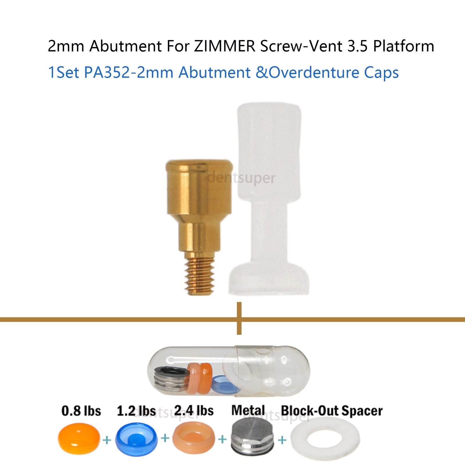 US Locator Abutment Zimmer Screw-Vent 3.5mm Overdenture Cap Implant Abutment