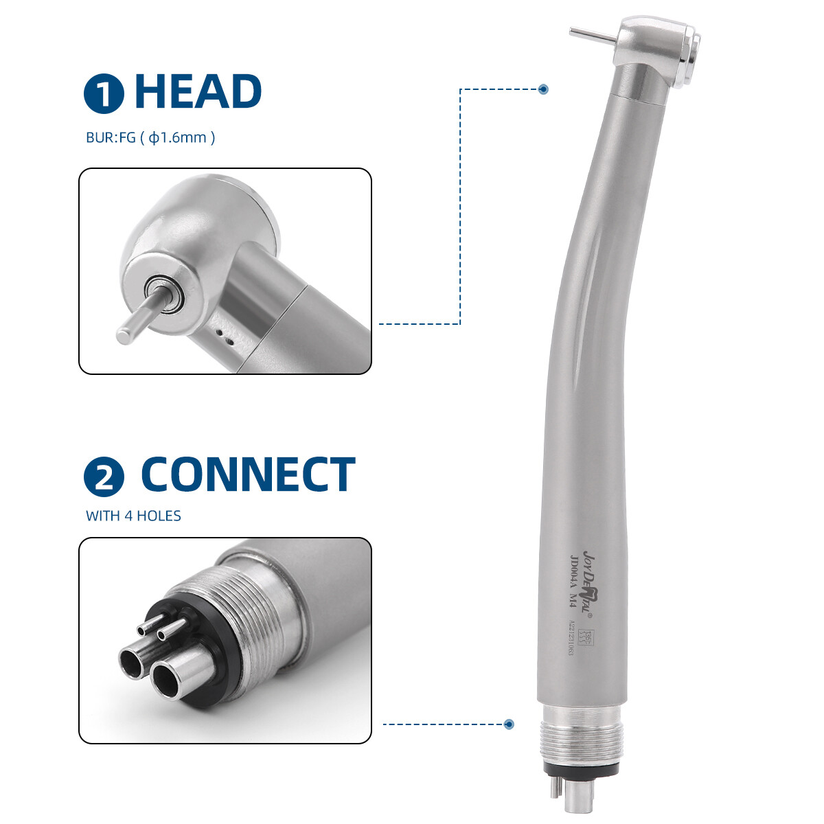 1 Set Estilo Dental 4 Agujero Alta y Baja Velocidad /Kit de Pieza de Mano de