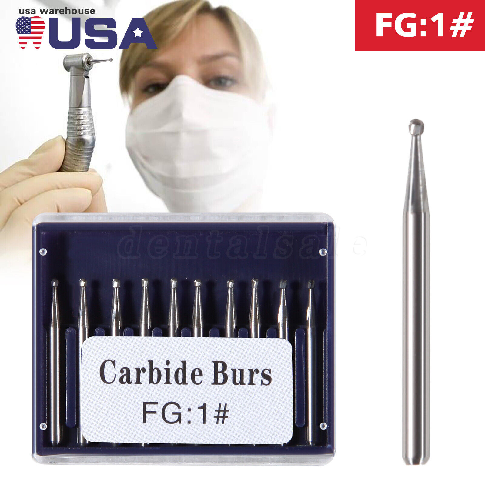 10-100Pcs Dental Carbide Burs for High Speed Handpiece Round Cone Bur Diamond FG