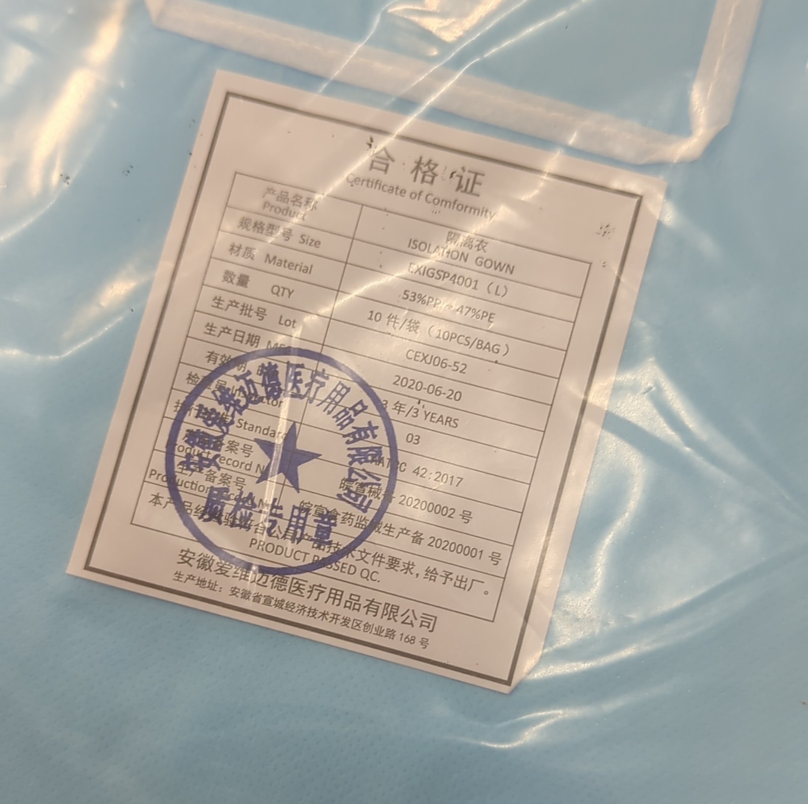 100 PCS Box Cypress Medical Products Isolation Gown Blue EXIGSP4001 Physical Lab