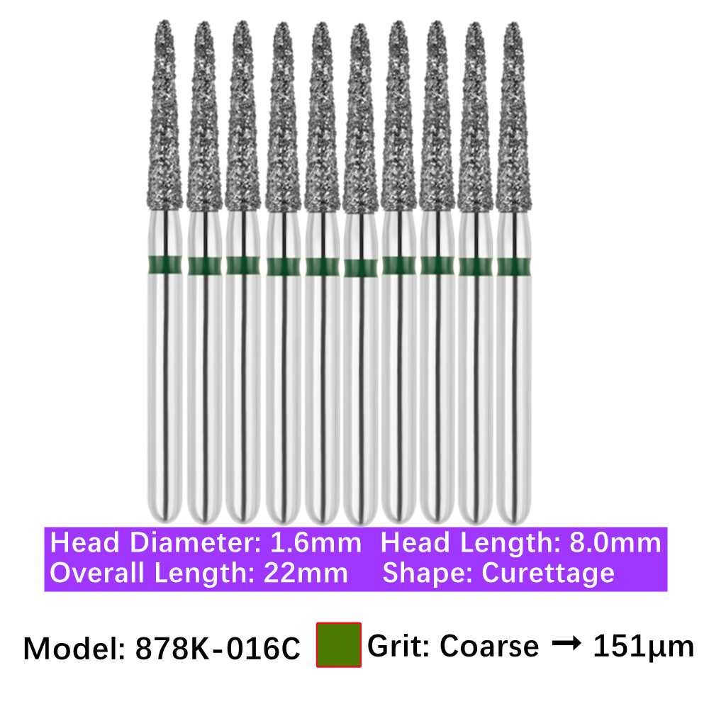 Vakker 10pc Diamond Bur FG Bevel Cylinder & Gingival Curetage Polishing Burs
