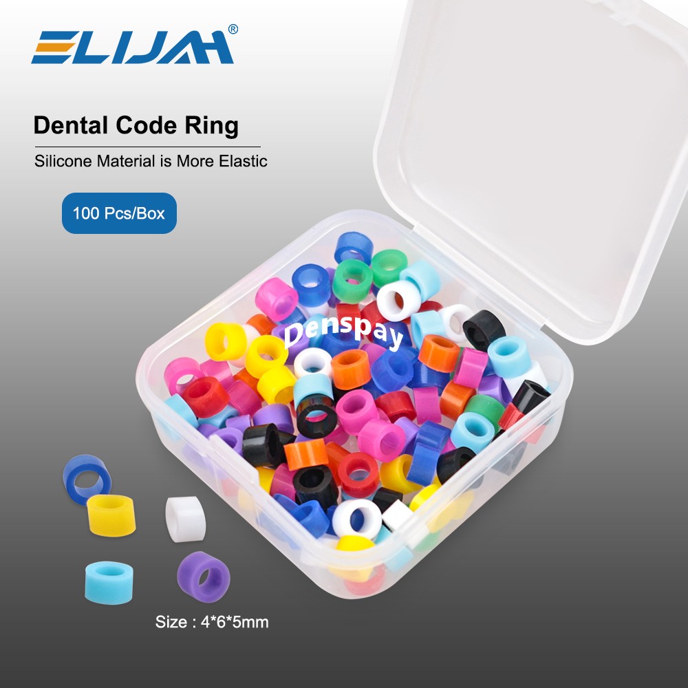 100 Pcs Dental Silicone Code Rings Instrument Autoclavable 135ºC Assorted Color