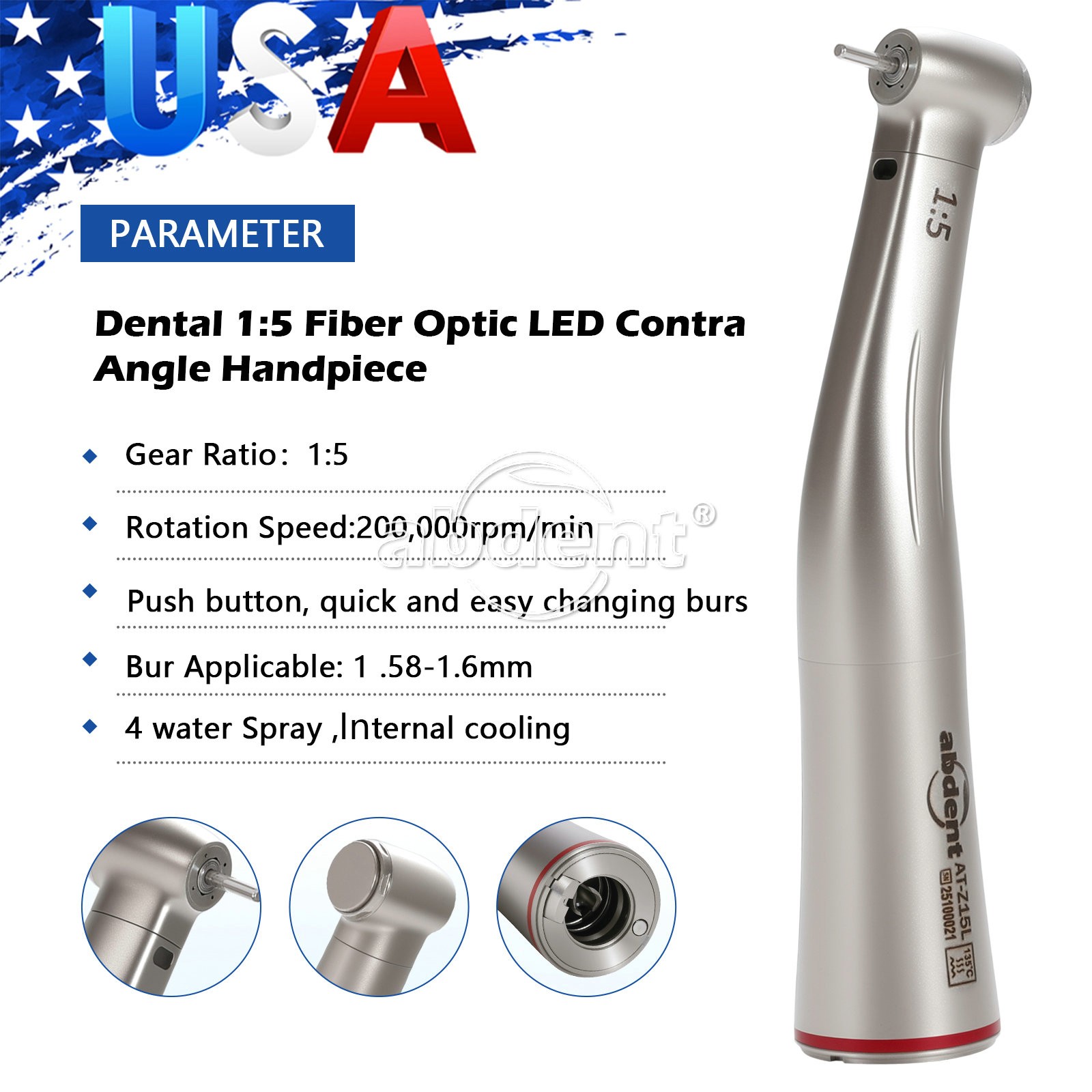 SKYSEA Dental Contra Angle Handpiece + E-type Air Motor Internal Cooling ##Zt