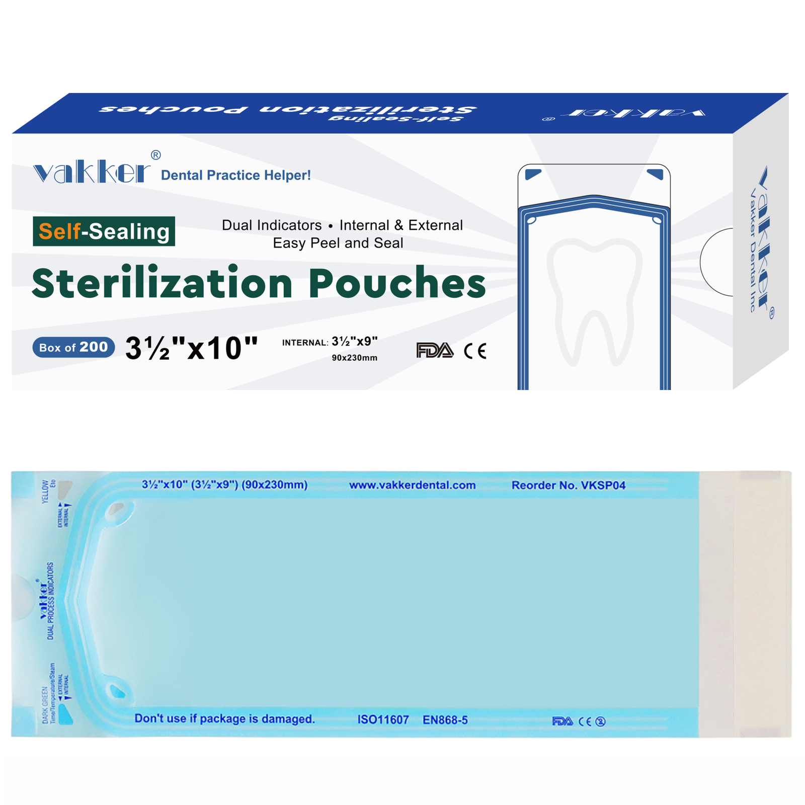 200pcs 3.5″ x 10″ Self Sealing Sterilization Pouches Autoclave, Sterilizer Bag