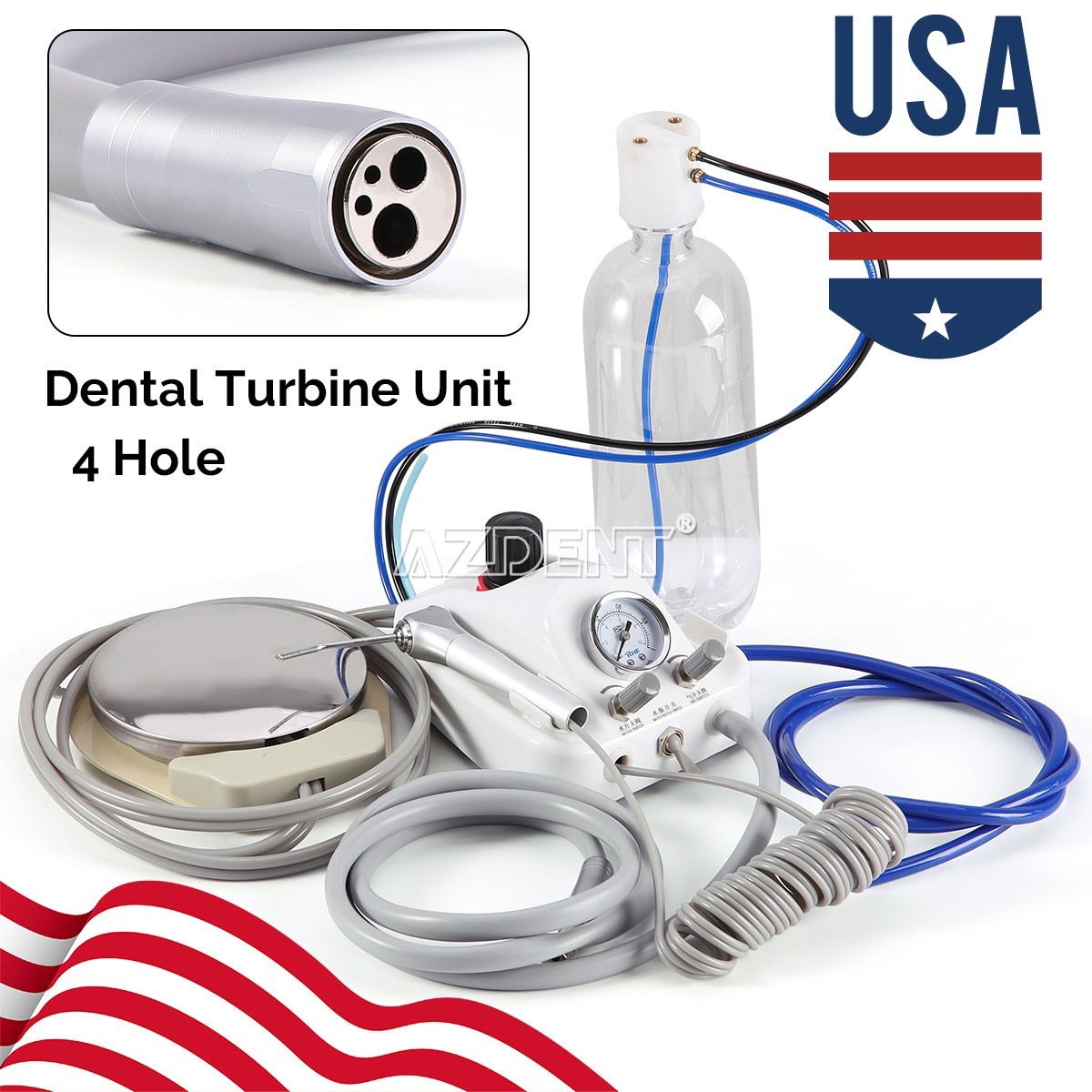 Dental Silent Oil-Free Dental Air Compressor/Dental Turbine Unit 3 Way Syringe