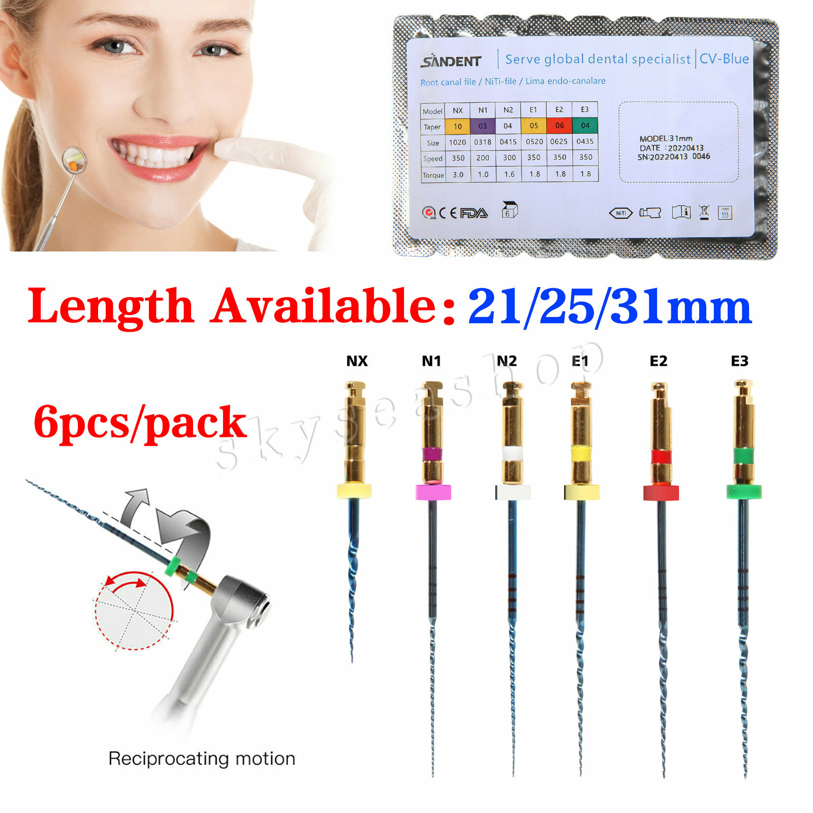 LED Dental Endo Motor 16:1 Contra Angle Root Canal Treatment Y-smart /NITI Files