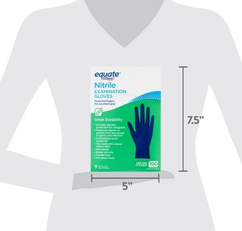 Nitrile Exam Gloves, One Size Fits Most, 100-Count Box