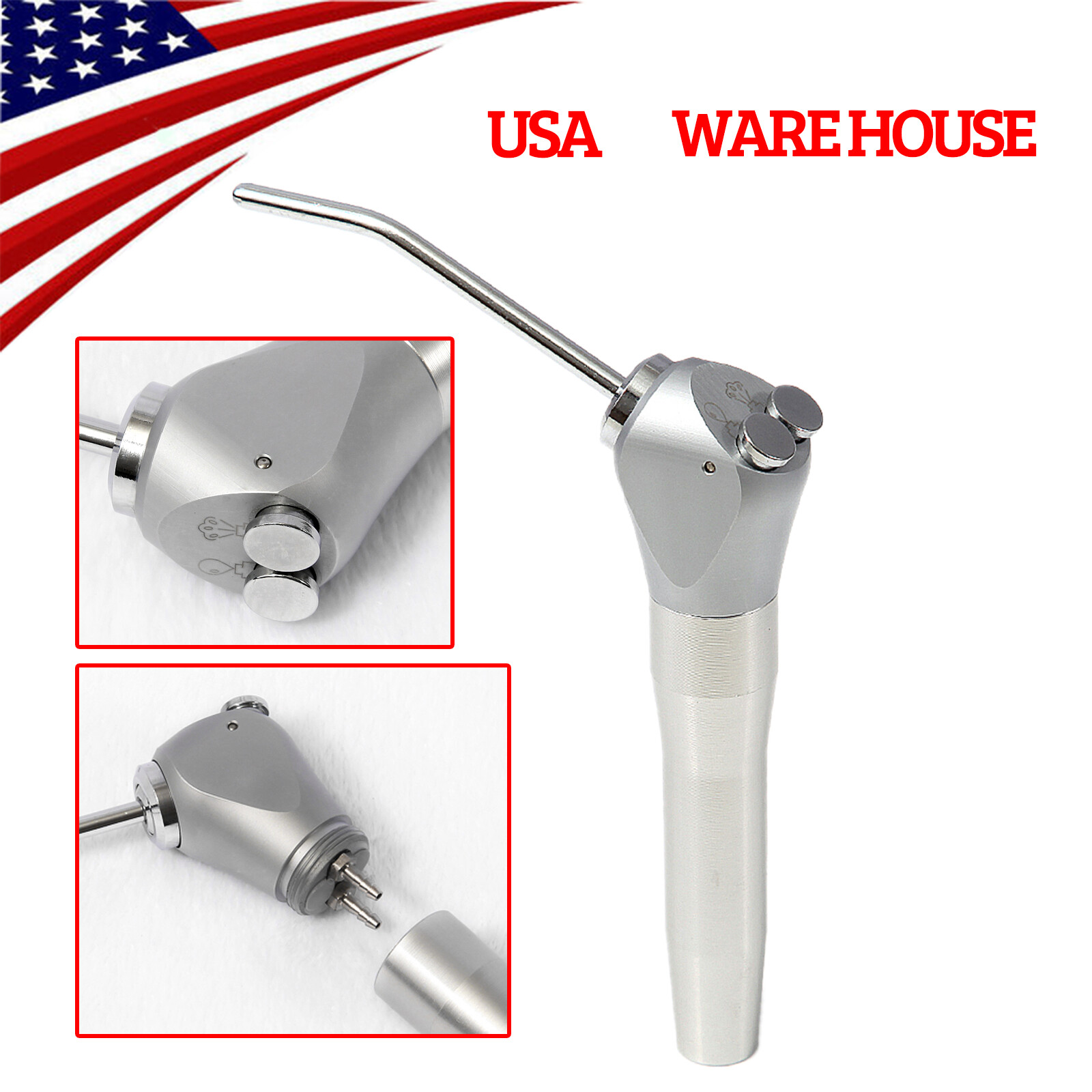 Dental Air Water Spray Triple Syringe Metal 3 Way Handpiece /50*Nozzles/Tips M