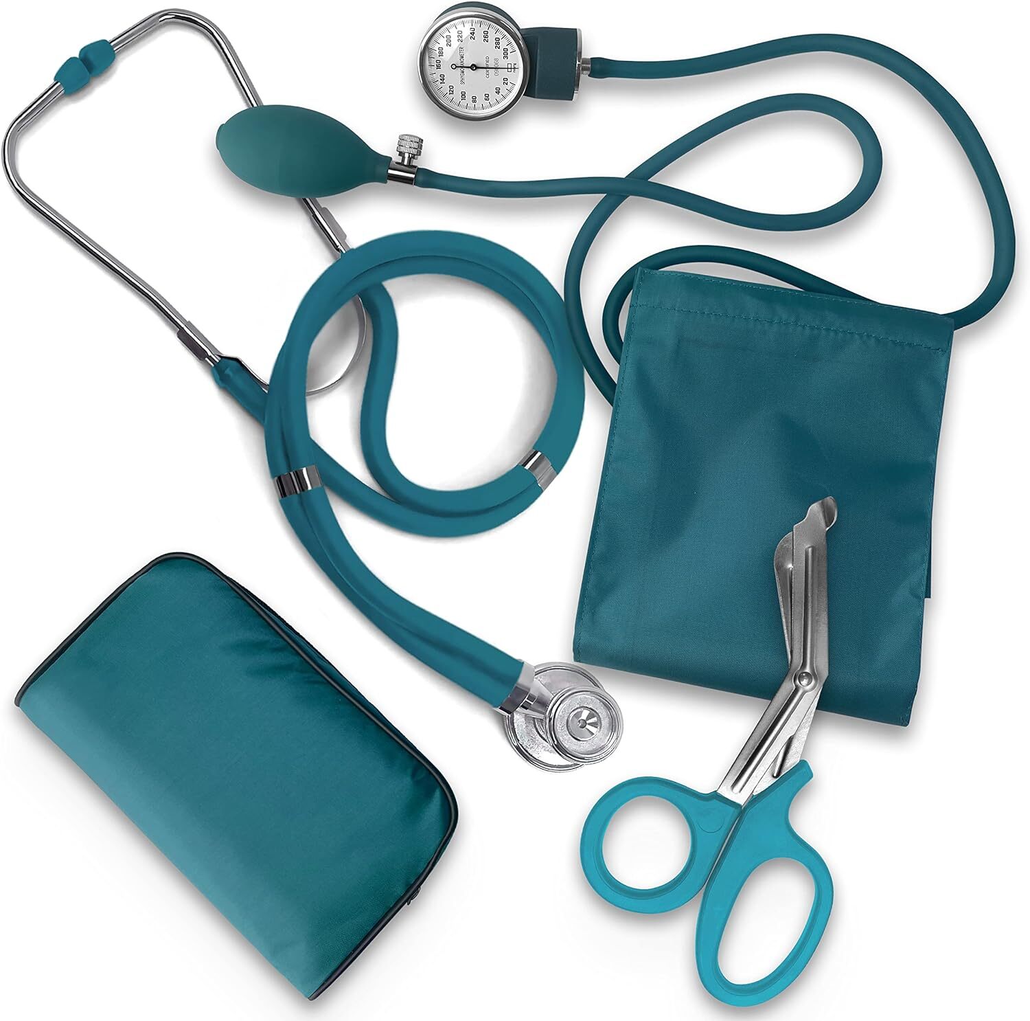 Aneroid Sphygmomanometer Stethoscope Kit Manual Blood Pressure BP Cuff Gauge