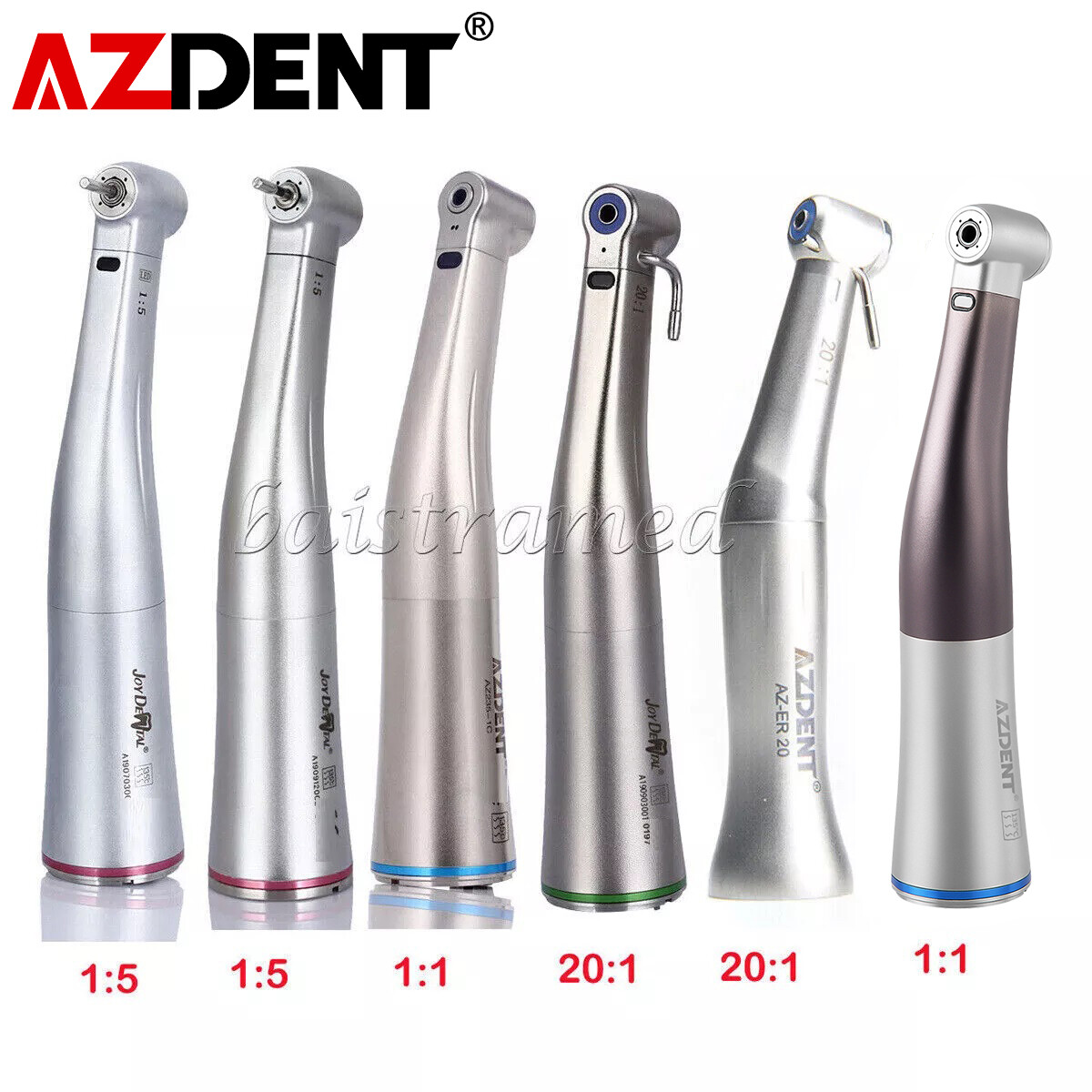 AZDENT Dental 1:1 /1:5 / 20:1 LED Optic Contra Angle Handpiece fit E-Type Motor