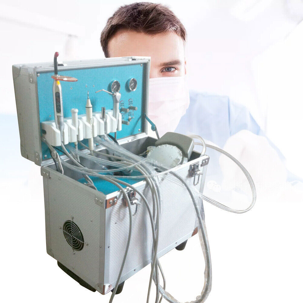 Dental Portable Mobile Delivery Unit Suction Rolling Case 4H Compressor /Chair